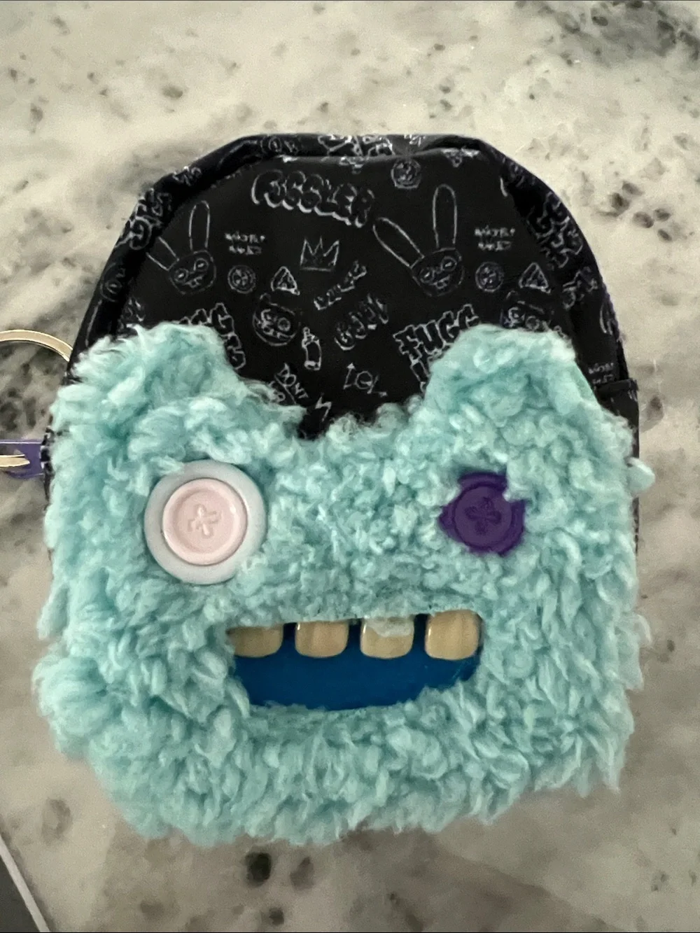 Fuggler Plush Blue Monster Backpack with Keychain (Gift Set)
